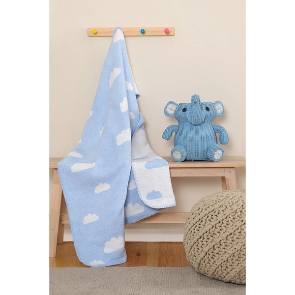 Детский плед в кроватку Karaca Home Cloud Mavi 120х100 см голубое (svt-2000022316712) - Pampik