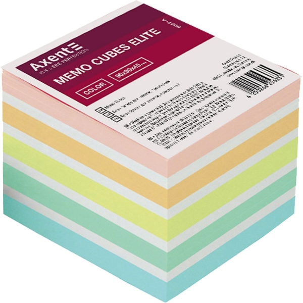 Бумага для заметок Axent Elite Color 90х90х40 мм проклеенная (8027-A) - Pampik