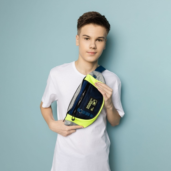 Сумка на пояс Yes SP-32 Urban Classics, 36x15x7 см, сіра з жовтим (559522) - Pampik - 3