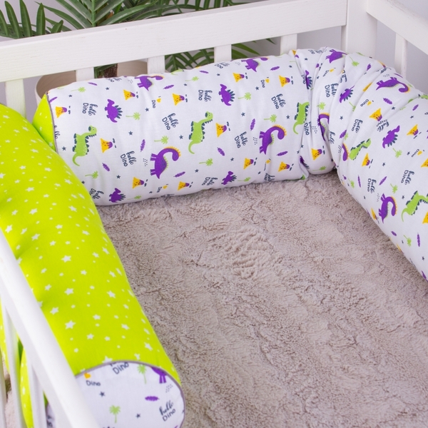 Валики-бортики MirSon Kids Time 18-0001 Hello Dino, білий, 2 шт. - Pampik - 3