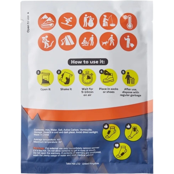 Грелка для ног TakeHot, химическая, 2 шт. (4820249530047) - Pampik - 4