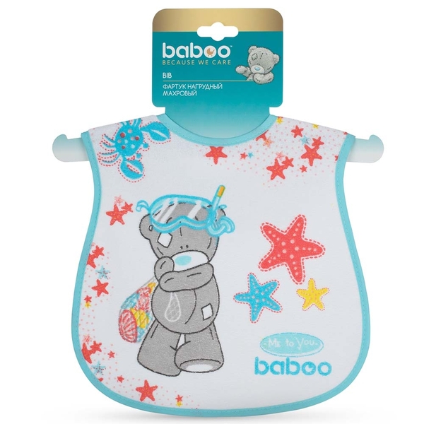 уценка. Нагрудник хлопчатобумажный Baboo Me to You, 3+ мес., белый (11-100) - Pampik - 4