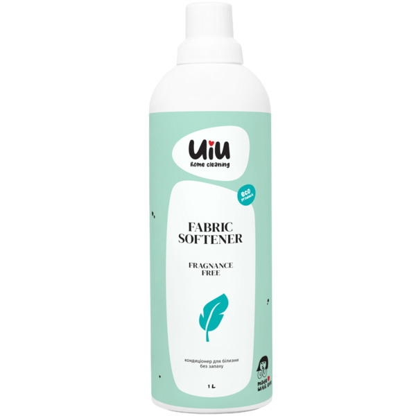 Экологический концентрированный бесфосфатный кондиционер-ополаскиватель UIU Без запаха, 1 л - Pampik