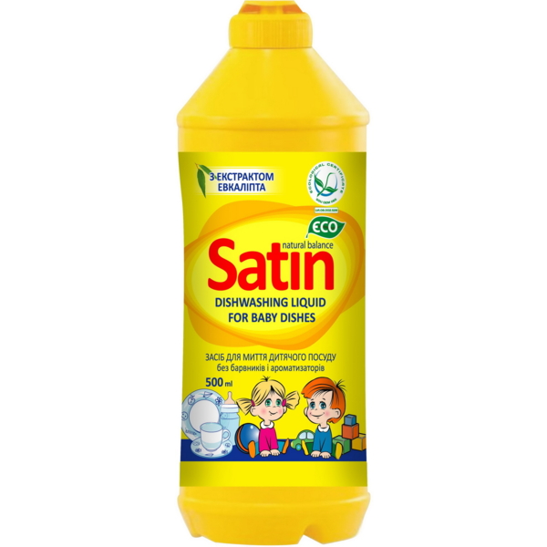 Засіб для миття дитячого посуду Satin Natural Balance, з екстрактом евкаліпту, 500 мл - Pampik