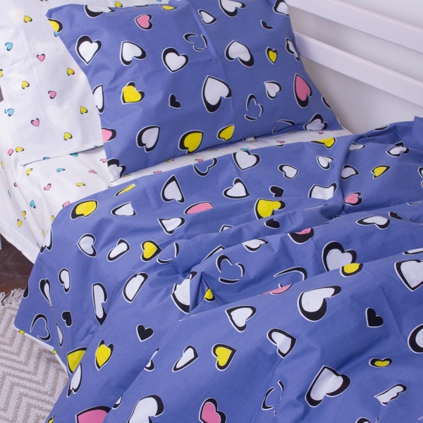 Пододеяльник на молнии MirSon Kids Time 17-0143 Mayya, бязь, 210х143 см, синий - Pampik