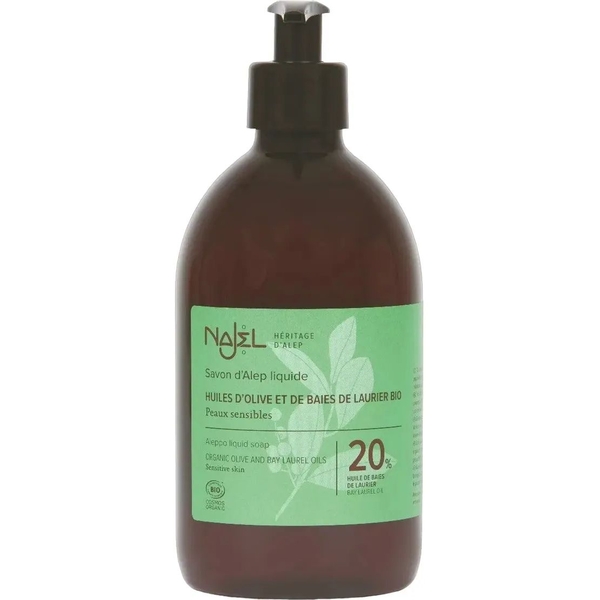 Жидкое алеппское мыло Najel Aleppo Liquid Soap 20% лаврового масла 500 мл - Pampik