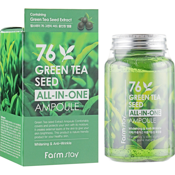 Сыворотка для лица FarmStay All-In-One 76 Green Tea Seed Ampoule с зеленым чаем 250 мл - Pampik - 2