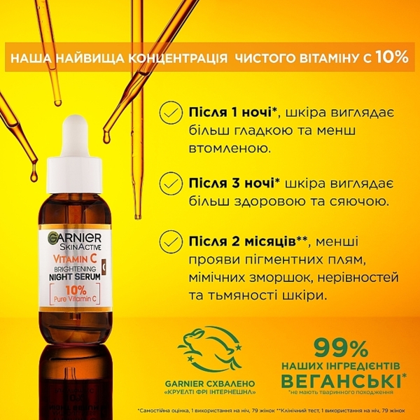 Ночная сыворотка Garnier Skin Naturals Vitamin C Brightening Night Serum 30 мл - Pampik - 8