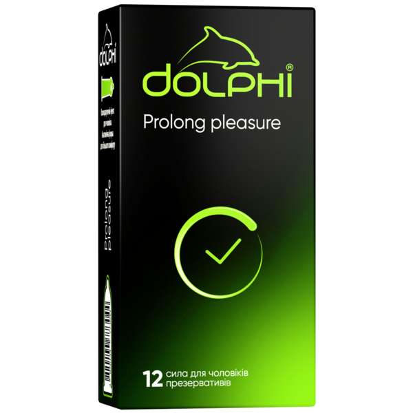 Презервативы латексные Dolphi Prolong pleasure, анатомические, с анестетиком, 12 шт. - Pampik