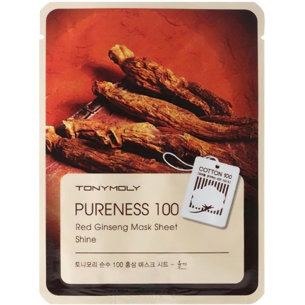 Маска тканевая для лица Tony Moly Pureness 100 Red Ginseng Mask Sheet Shine 21 мл - Pampik