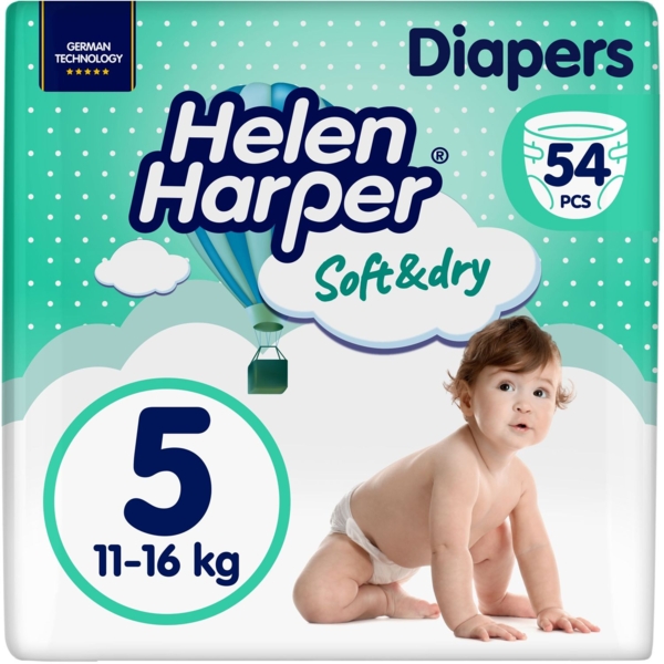 Подгузники на липучках Helen Harper Soft & Dry 5 (11-16 кг), 54 шт. - Pampik