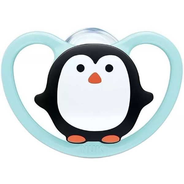 Пустушка силіконова Nuk Space Пінгвін, ортодонтична, 0-6 міс., бірюзовий (3952331) - Pampik