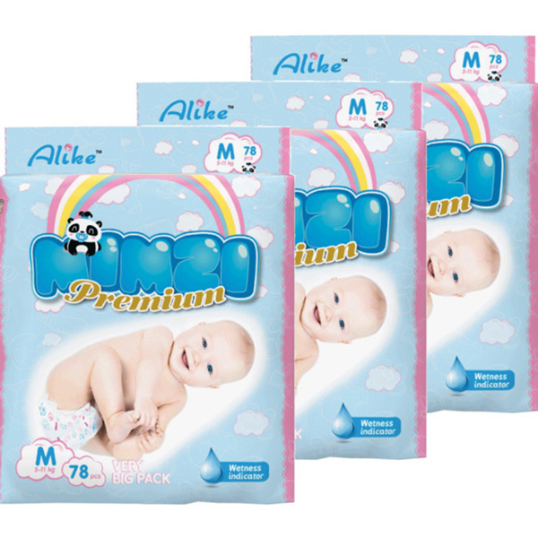 Підгузки Mimzi Premium M (5-11 кг), 234 шт. (3 уп. по 78 шт.) - Pampik