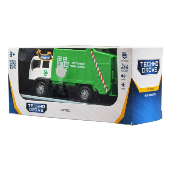 Автомодель TechnoDrive City service Мусоровоз зеленая (510705.270) - Pampik - 9