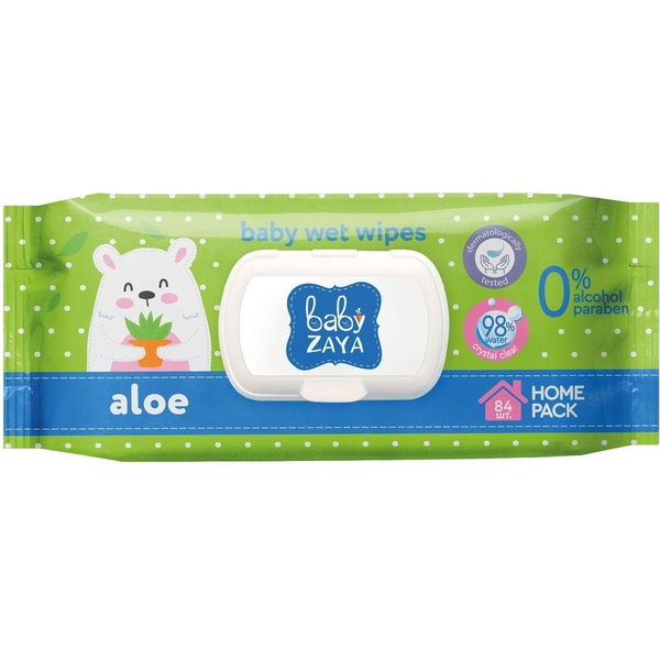 Вологі серветки Baby Zaya, алоє, 84 шт. - Pampik