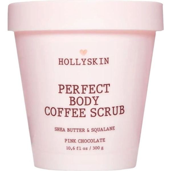 Скраб для идеально гладкой кожи Hollyskin Perfect Body Coffee Scrub Pink Chocolate с маслом ши и скваланом 300 г - Pampik