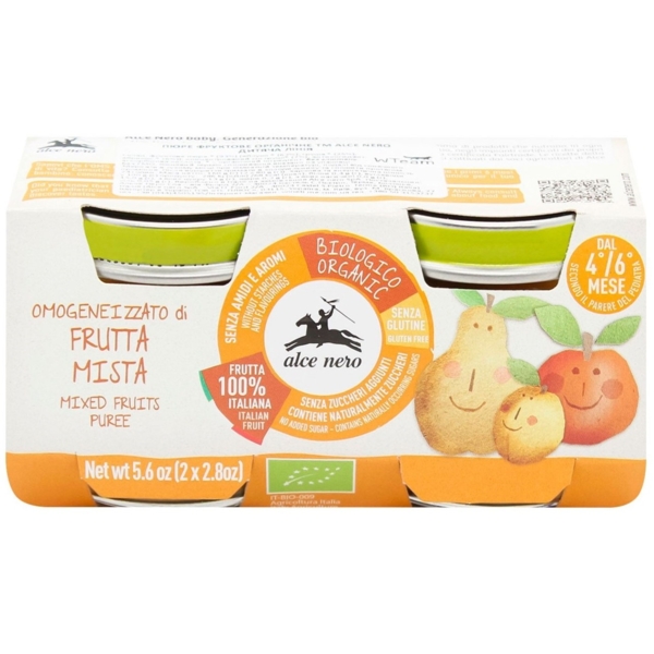 Фруктове пюре Alce Nero Груша, яблуко й абрикоса, 160 г (2шт. х 80 г) - Pampik