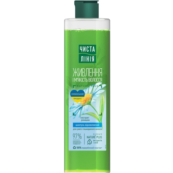 Шампунь Чиста Лінія Восстанавливающий, для сухих и поврежденных волос, 390 мл - Pampik
