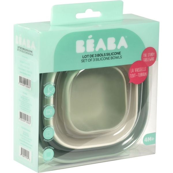 Набор глубоких силиконовых тарелок Beaba, разноцветный, 3 шт. (913567) - Pampik - 3