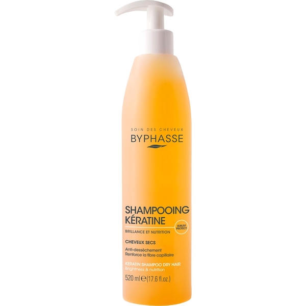 Кератиновий шампунь для сухого волосся Byphasse, 520 мл - Pampik