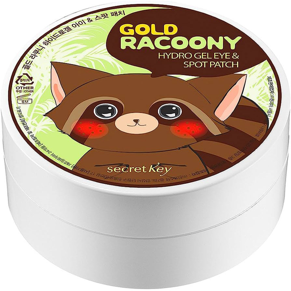 Гідрогелеві патчі для шкіри навколо очей Secret Key Gold Racoony, із золотом, 90 шт. - Pampik