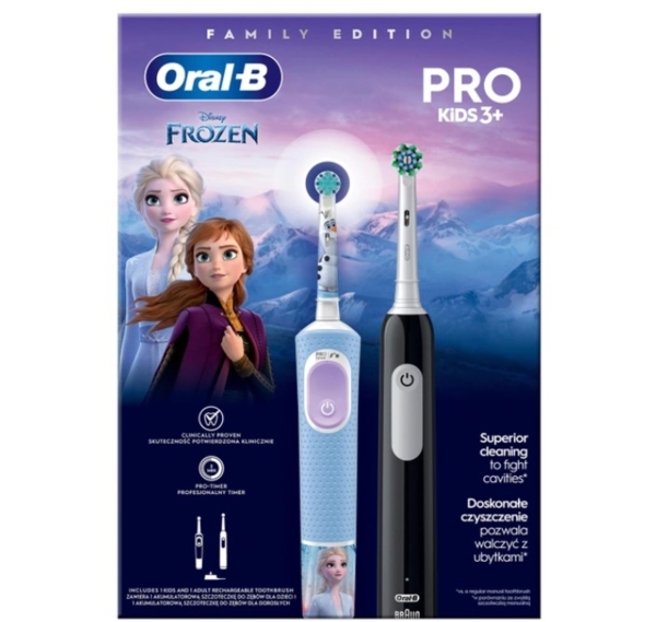 Набір електричних зубних щіток Oral-B Braun Pro3 Family Edition: Pro Series 1 для дорослих + Pro Kids 3+ Frozen для дітей - Pampik - 3