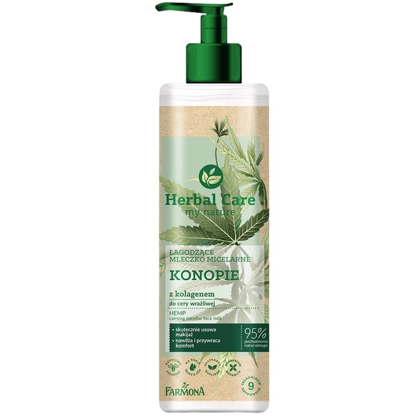 Конопляное мицеллярное молочко для лица Farmona Herbal Care My Nature с коллагеном 400 мл - Pampik