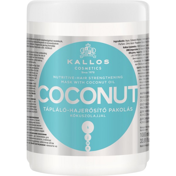 Маска для волос Kallos Cosmetics Coconut Nutritive Hair Mask укрепляющая с кокосовым маслом, 1 л - Pampik