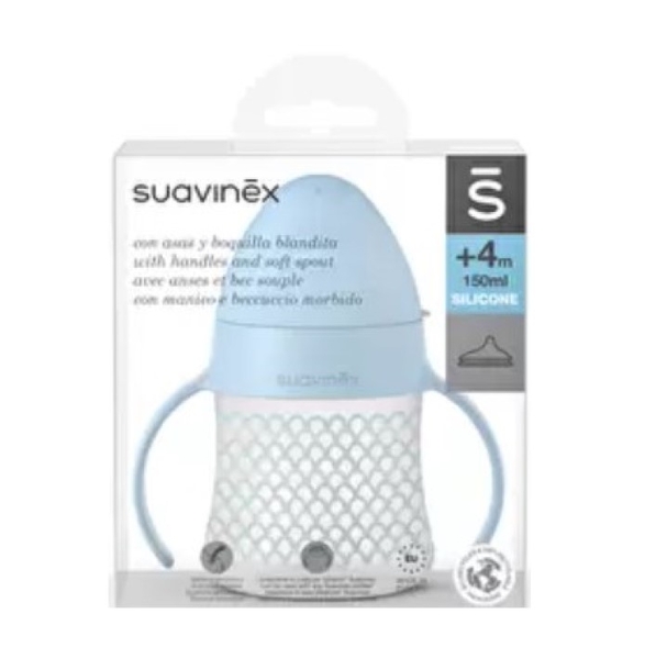 Чашка с силиконовым носиком Suavinex Memories Истории малышей, +4 мес., 150 мл, голубая (300825/4) - Pampik