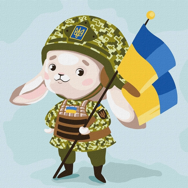 Набор для росписи по номерам Ідейка Зайчик - защитник, 30х30 см (KHO2402) - Pampik