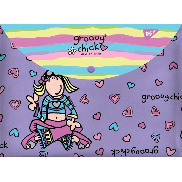 Папка-конверт Yes Groovy Chic, A4, с кнопкой (491811) - Pampik