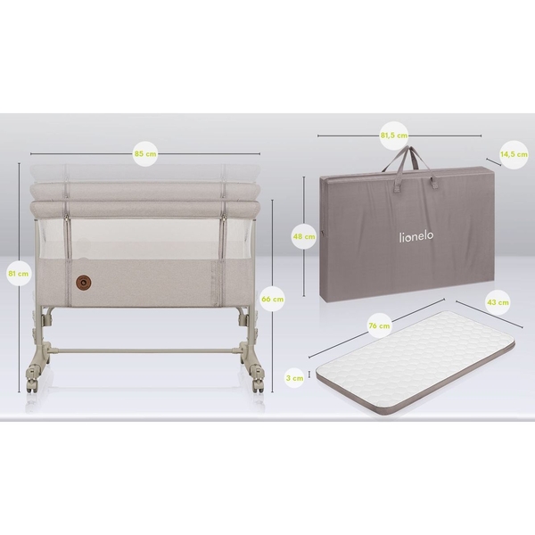 Ліжко 3-в-1 Lionelo Beige Sand, бежевий - Pampik - 7