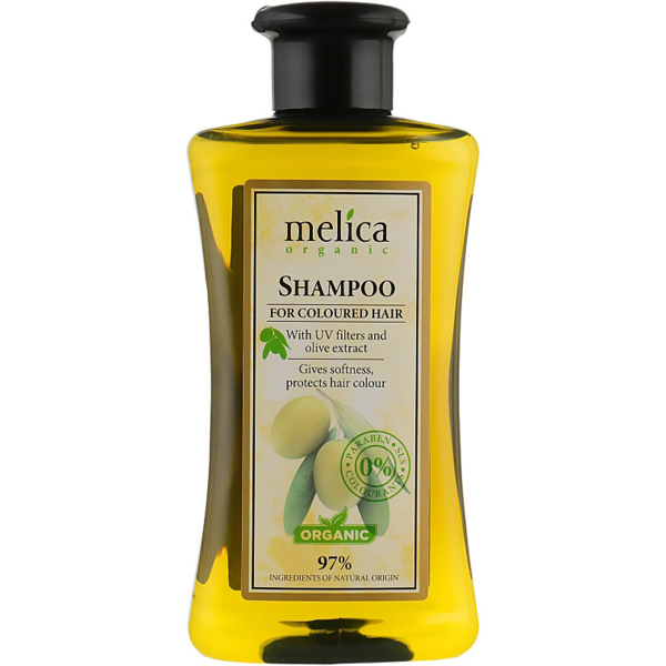 Шампунь Melica Organic з УФ-фільтрами та витяжкою оливок, для фарбованного волосся, 300 мл - Pampik
