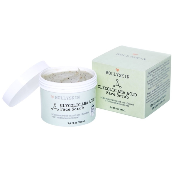 Скраб для лица Hollyskin Glycolic AHA Acid Face Scrub с гликолевой кислотой, 100 мл - Pampik