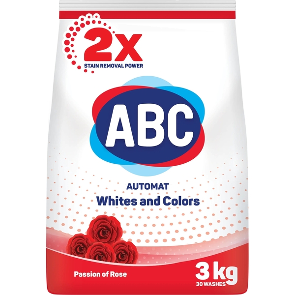 Пральний порошок АВС Трояндова пристрасть для білих та кольорових речей автомат 3 кг - Pampik