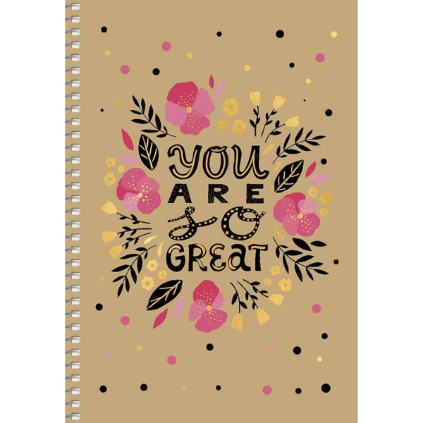 Тетрадь для записей Student Цветочный розовый орнамент, А5, в клеточку, спираль, 96 листов (A5-SC-096-6100K) - Pampik