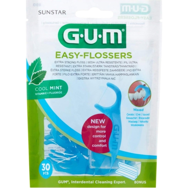 Зубна нитка GUM Easy Flossers VIT-E з фторидом, 30 шт. - Pampik - 2