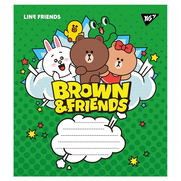 Зошит загальний Yes Line Friends, А5, в косу лінію, 12 аркушів (766308) - Pampik