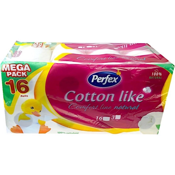 Папір туалетний Perfex Cotton Comfort Line тришаровий, 16 шт. - Pampik - 2