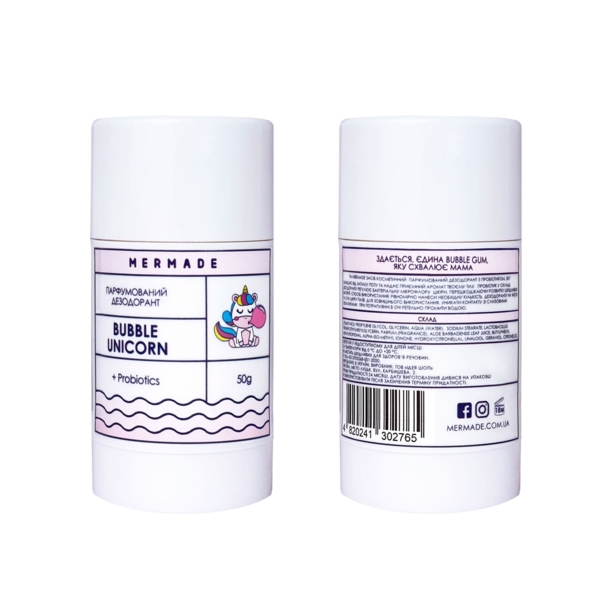Парфумований дезодорант з пробіотиком Mermade Bubble Unicorn, 50 г - Pampik - 4
