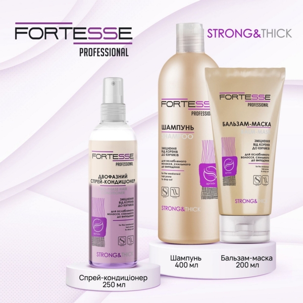 Двофазний спрей-кондиціонер Fortesse Professional Strong & Thick для ослабленого волосся, схильного до випадіння, 250 мл - Pampik - 8