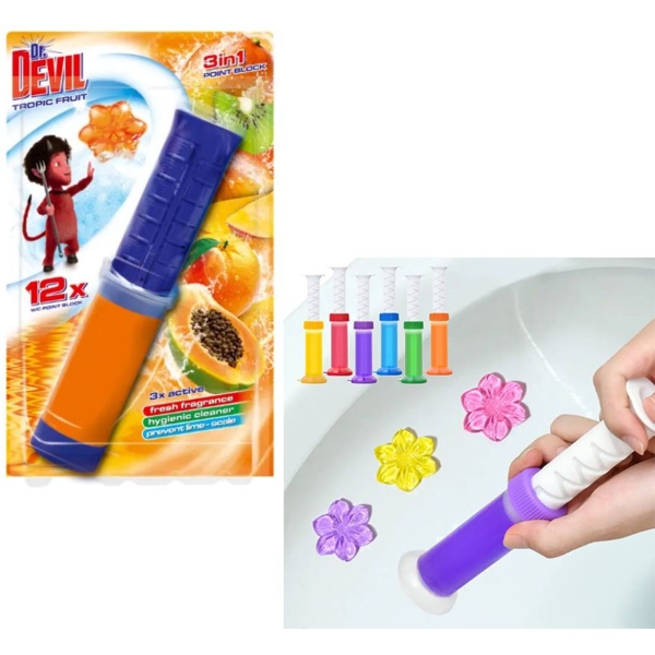 Туалетний точковий блок для унітазу 3в1 Dr.Devil Тропічні Фрукти, 75 мл - Pampik - 2