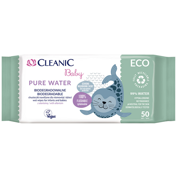 Влажные салфетки Cleanic Baby Eco Pure Water, 50 шт. - Pampik