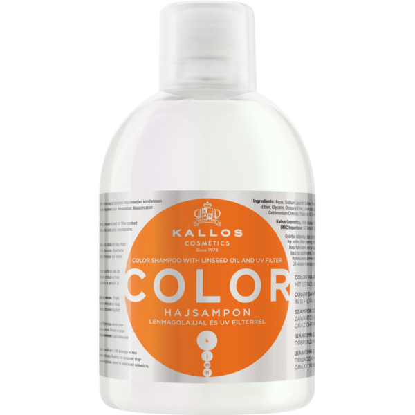 Шампунь для окрашенных и сухих волос Kallos Color Shampoo With Linseed Oil 1 л - Pampik