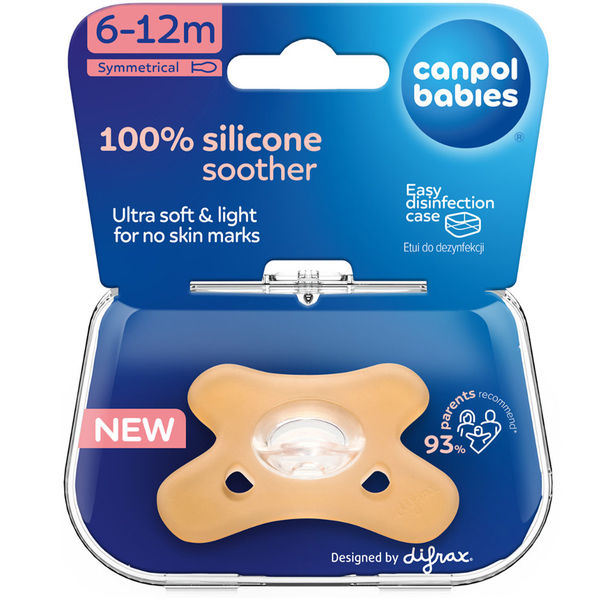 Силиконовая симметричная пустышка Canpol babies, 6-12 месяцев, оранжевый (24/002_ora) - Pampik