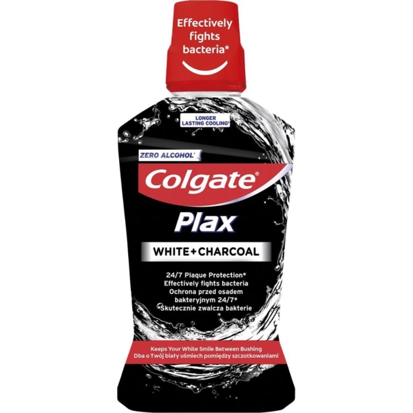 Ополіскувач для ротової порожнини Colgate Plax Відбілювання з деревним вугіллям, 500 мл - Pampik