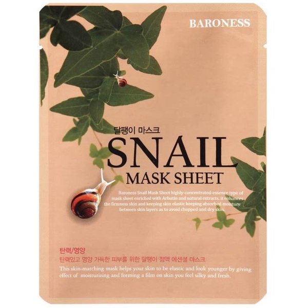 Тканевая маска для лица Baroness Snail Mask Sheet, с экстрактом слизи улитка, 25 мл - Pampik