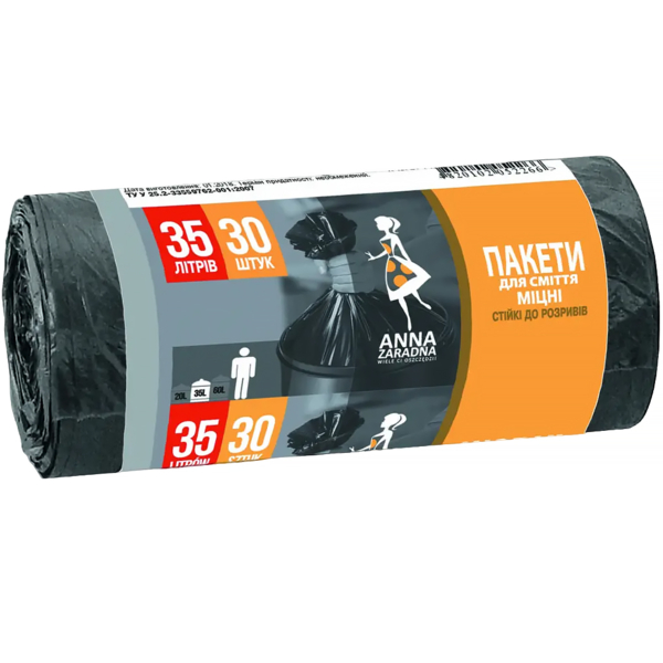 Пакети для сміття Anna Zaradna HDPE, 35 л, 30 шт. - Pampik