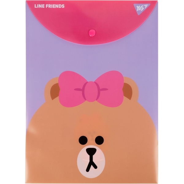 Папка-конверт Yes Line Friends, A4, з кнопкою (492076) - Pampik