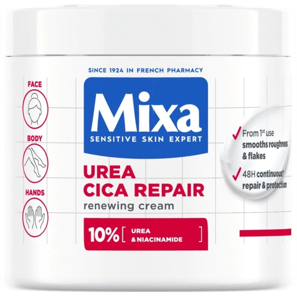 Крем Mixa Urea Cica Repair для сухої огрубілої шкіри обличчя рук і тіла відновлювальний 400 мл - Pampik